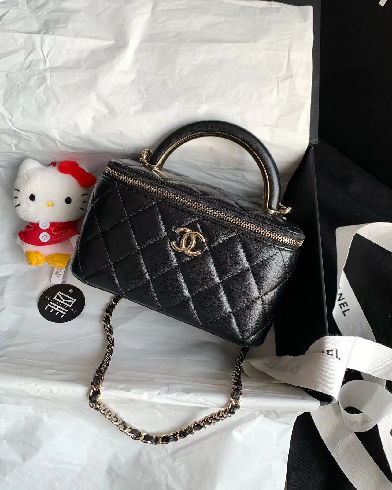 99新 Chanel/香奈儿 黑金手柄长盒子 16cm 16029520