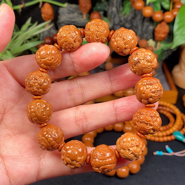 橄榄核手串/手链前***锦微花皮休16