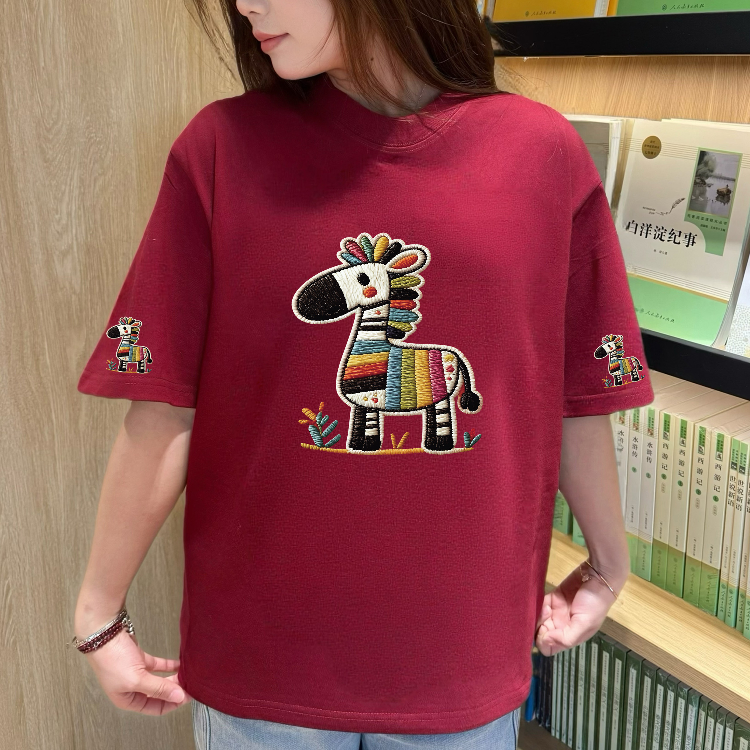 短袖圆领打底时尚美拉德风猫中国风高街风T恤潮流男女同款情侣装