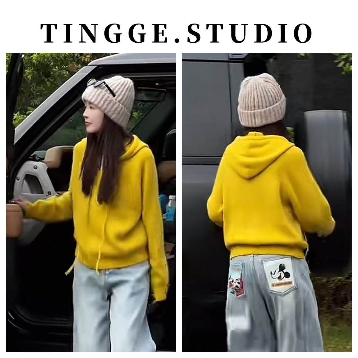 TING GE 冬季新款舒适亲肤保暖柔软纯色温柔连帽针织毛衣 56656