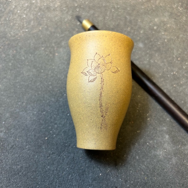 当代 全手工原矿紫砂主人杯闻香杯精品刻绘紫砂茶杯90cc