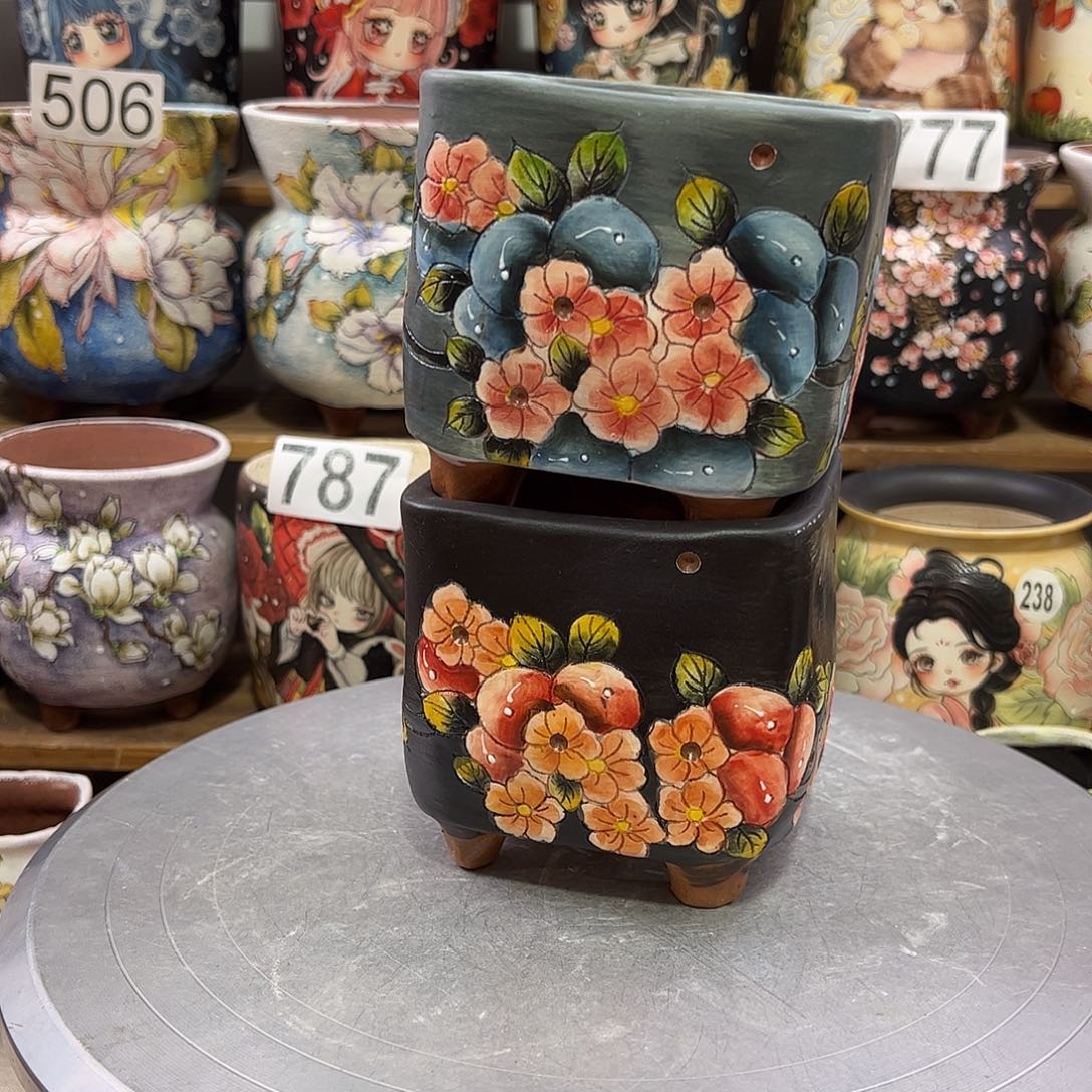 晴***景德镇炫彩手绘景德镇陶瓷花盆