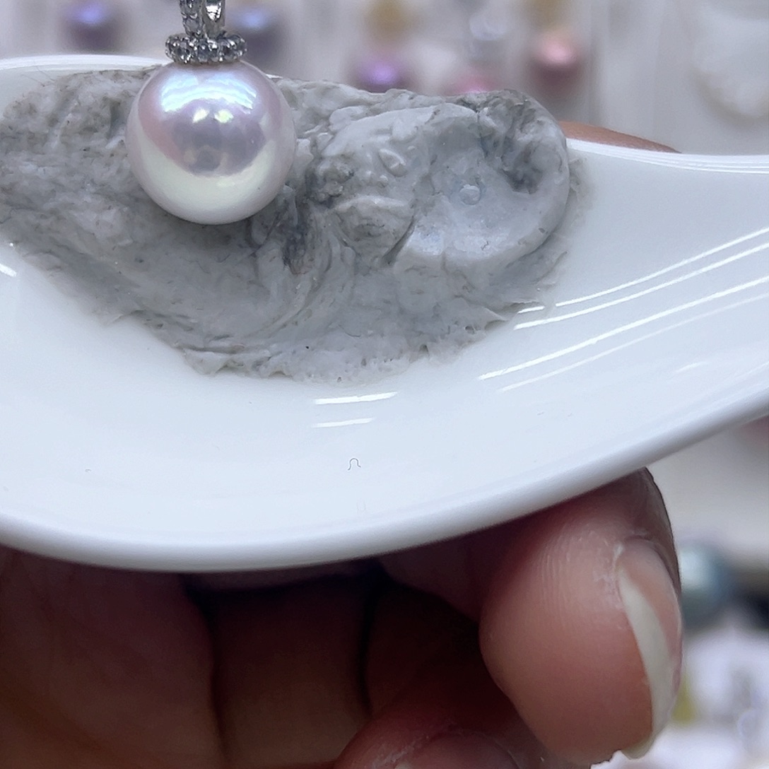 淡水珍珠颈饰银S925镶嵌9