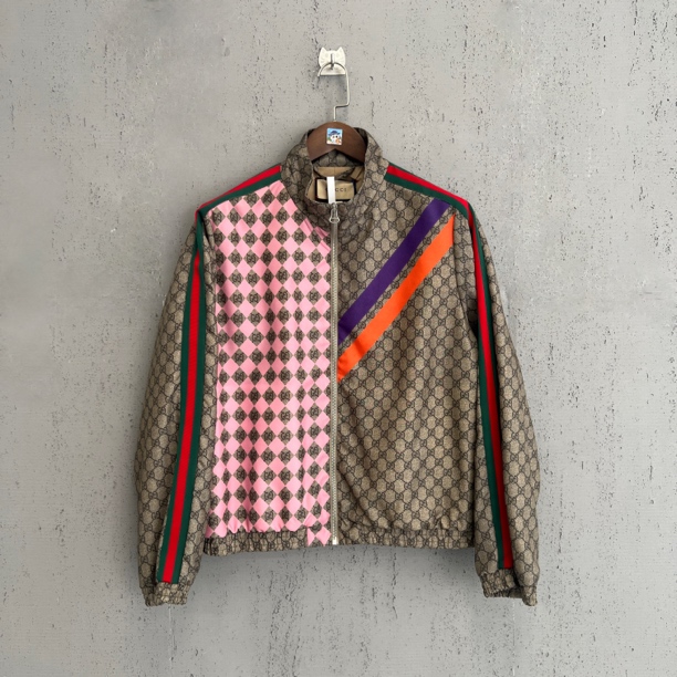 未使用 GUCCI/古驰 gucci老花满印尼龙拼接外套46码