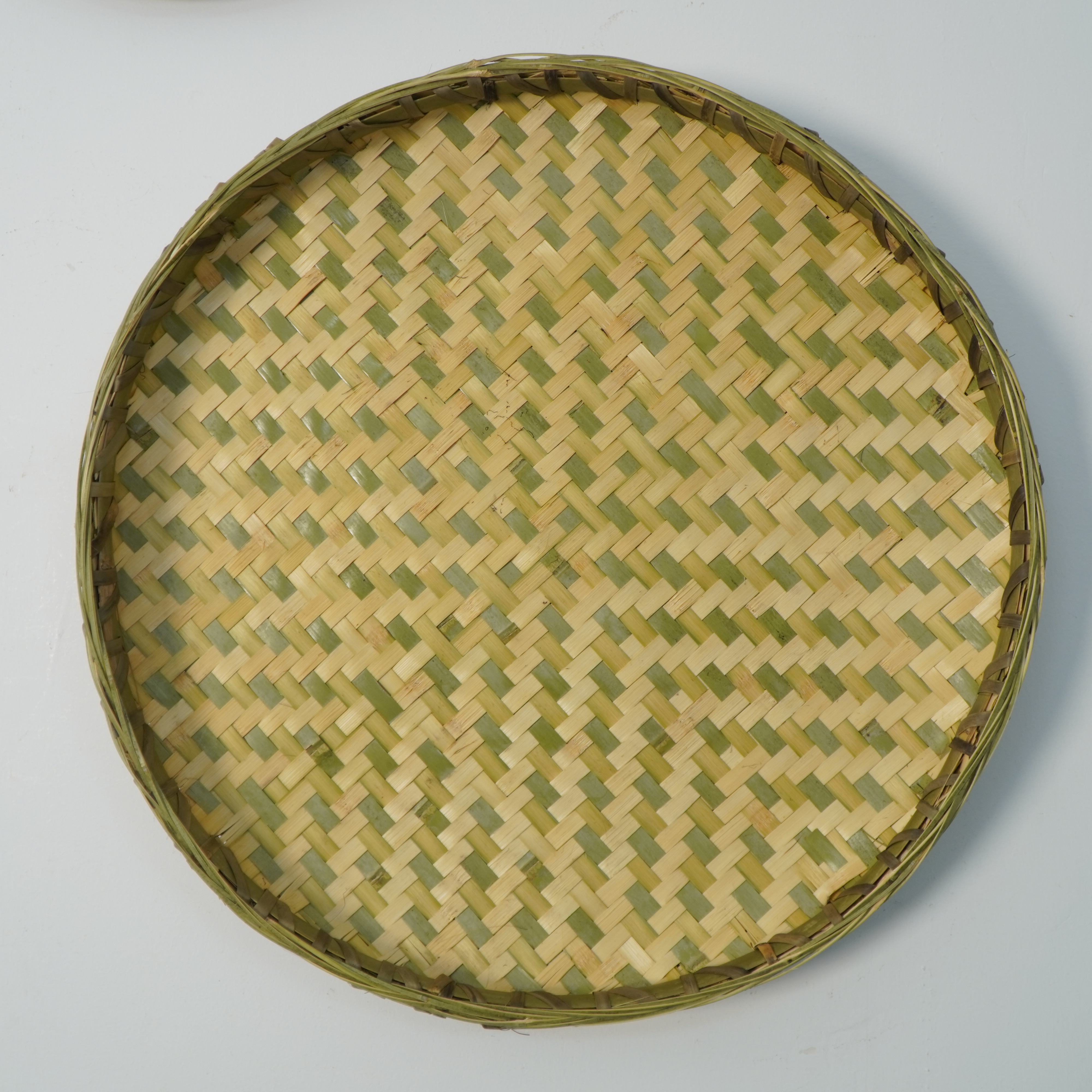 直径40cm家用簸箕圆形传统竹制品晾晒粮食竹编小尺寸圆盘