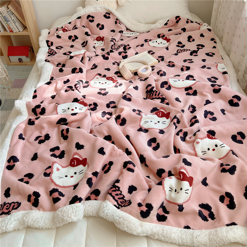 本季-卡通印花毯子办公室保暖可爱风加绒加厚ins风学生宿舍毛毯