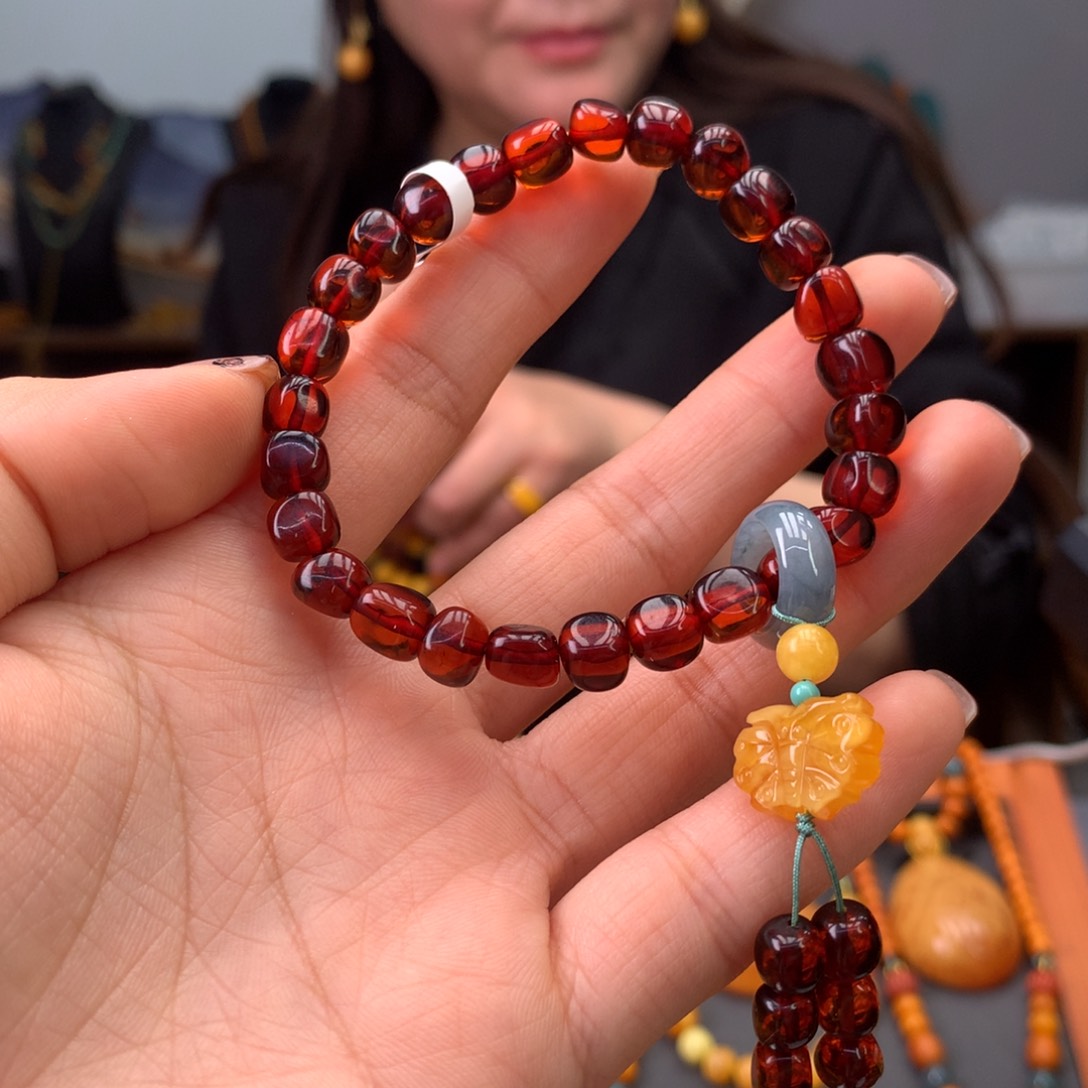 血珀手串未镶嵌天然