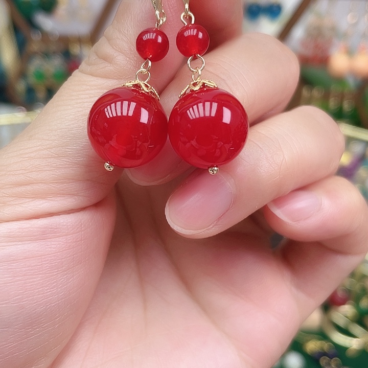 玛瑙/玉髓合金耳饰