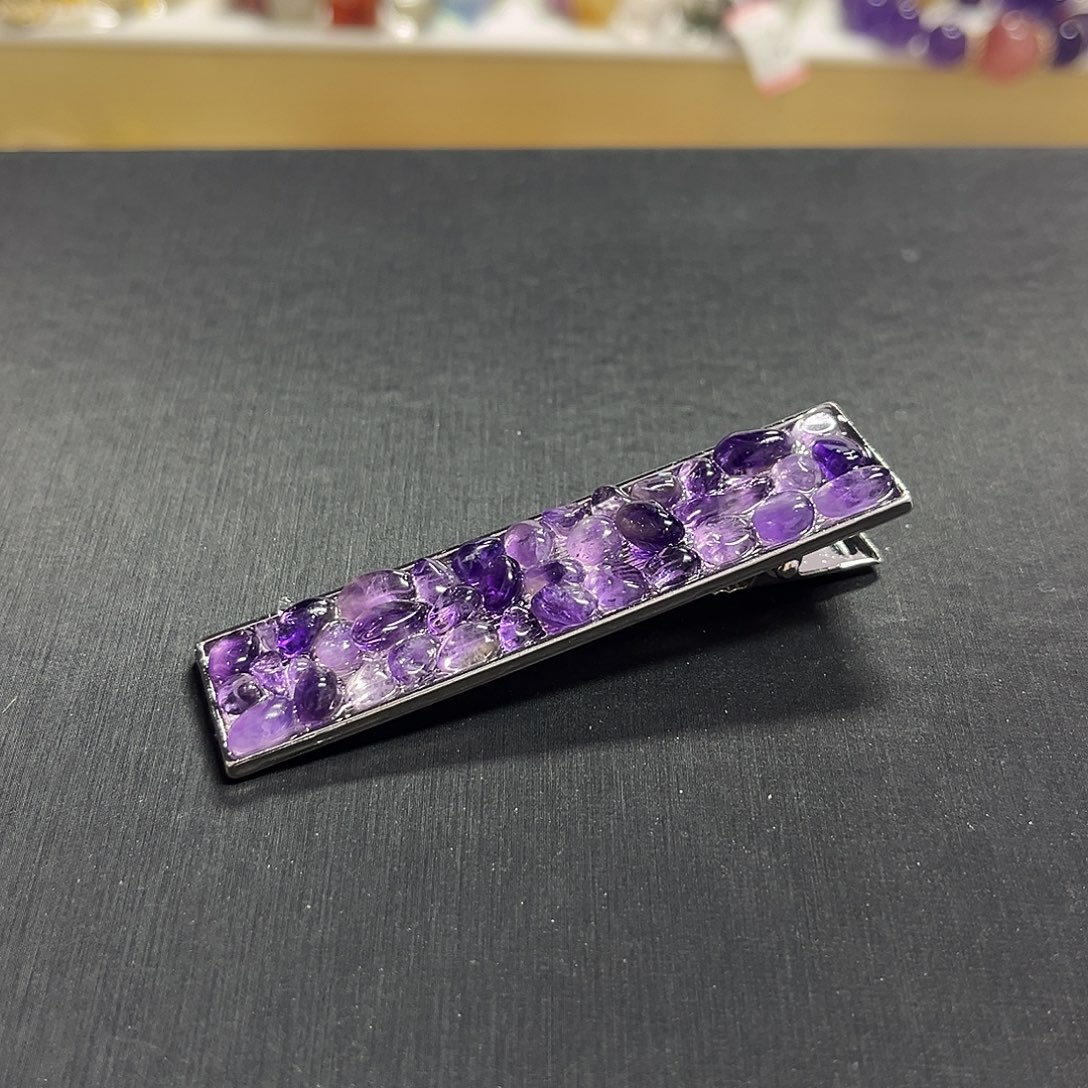 合金紫晶发饰紫水晶发卡