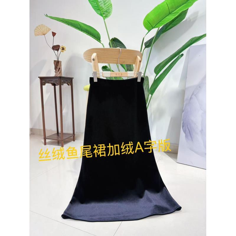 DY3218樱美嘉秋季新款丝绒鱼尾裙加绒A字裙