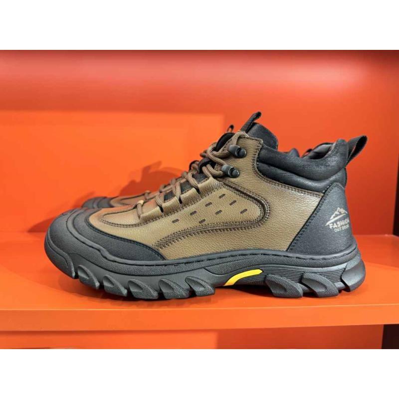 2001新款牛皮加绒男士防滑中帮休闲户外鞋新疆本地仓