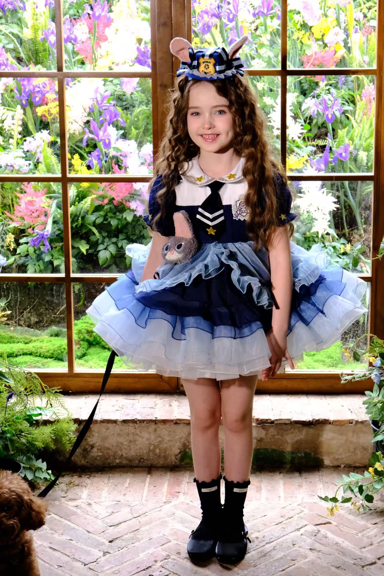 【兔子警官】ZX-036-儿童时尚高级款重工洛丽塔兔子警官纱裙（夏款）