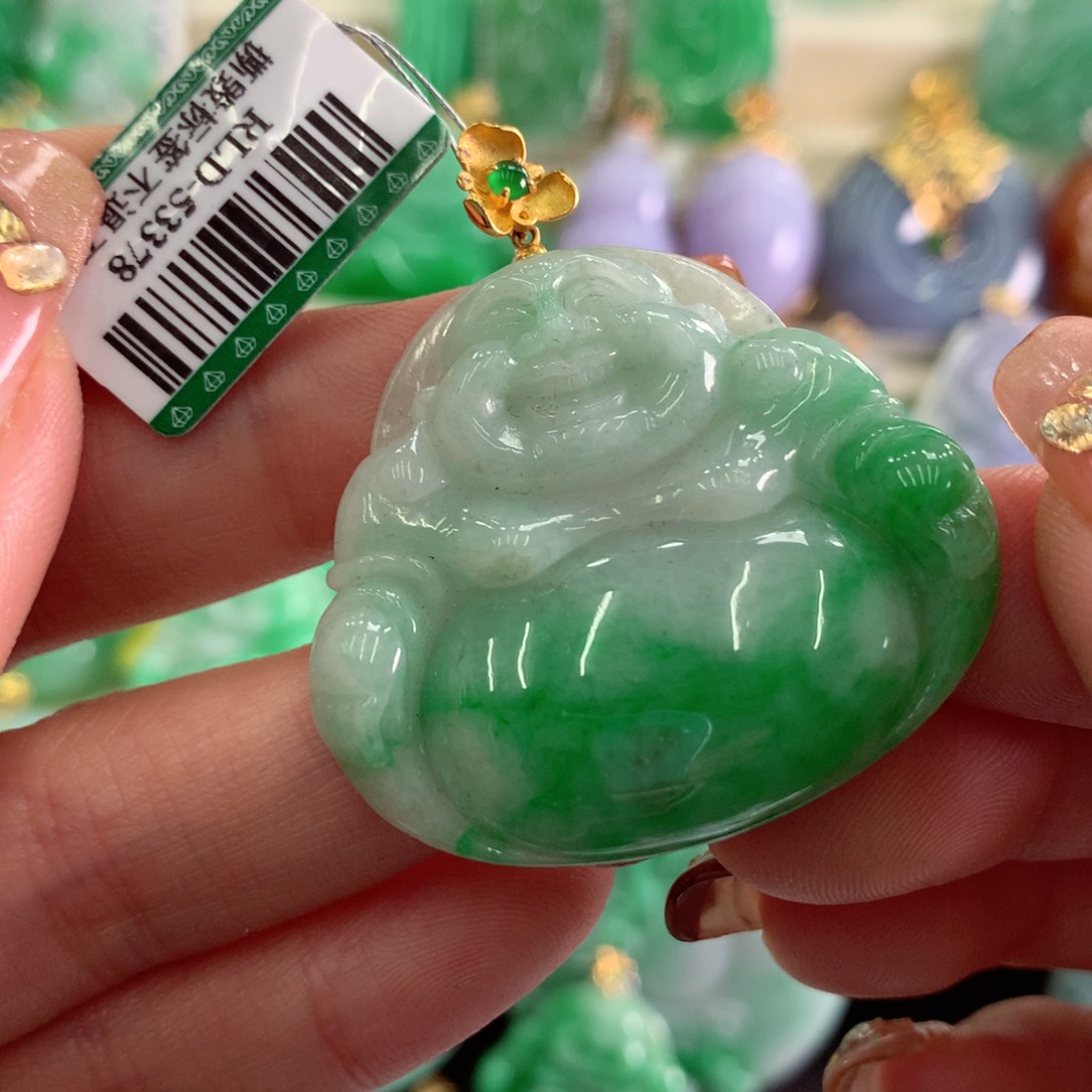 翡翠吊坠(不含链)18K金镶嵌