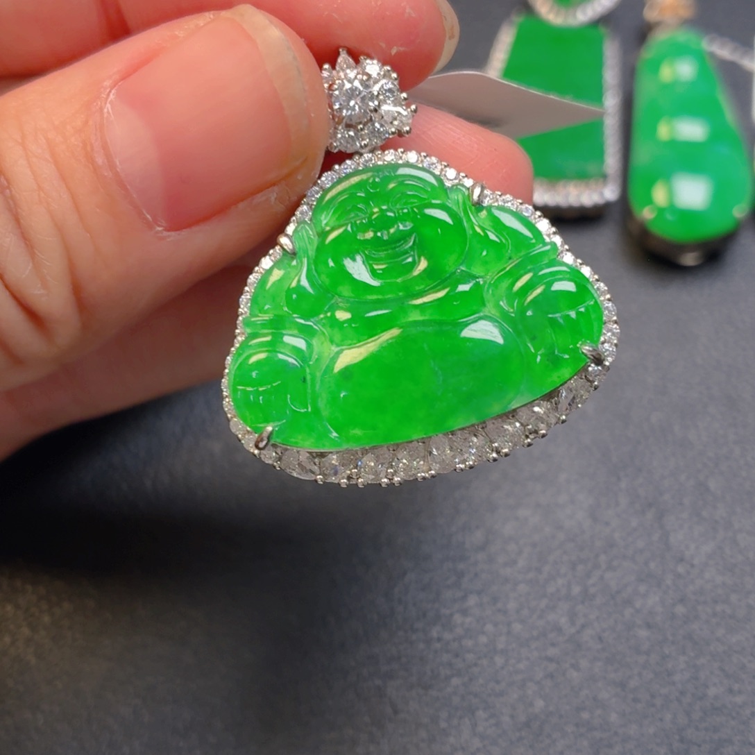 翡翠银S925镶嵌吊坠(不含链)