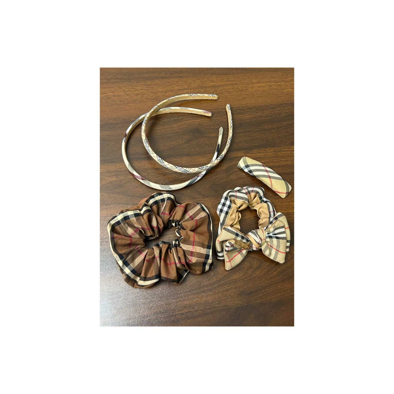 S01 经典格纹时尚复古发饰五件套