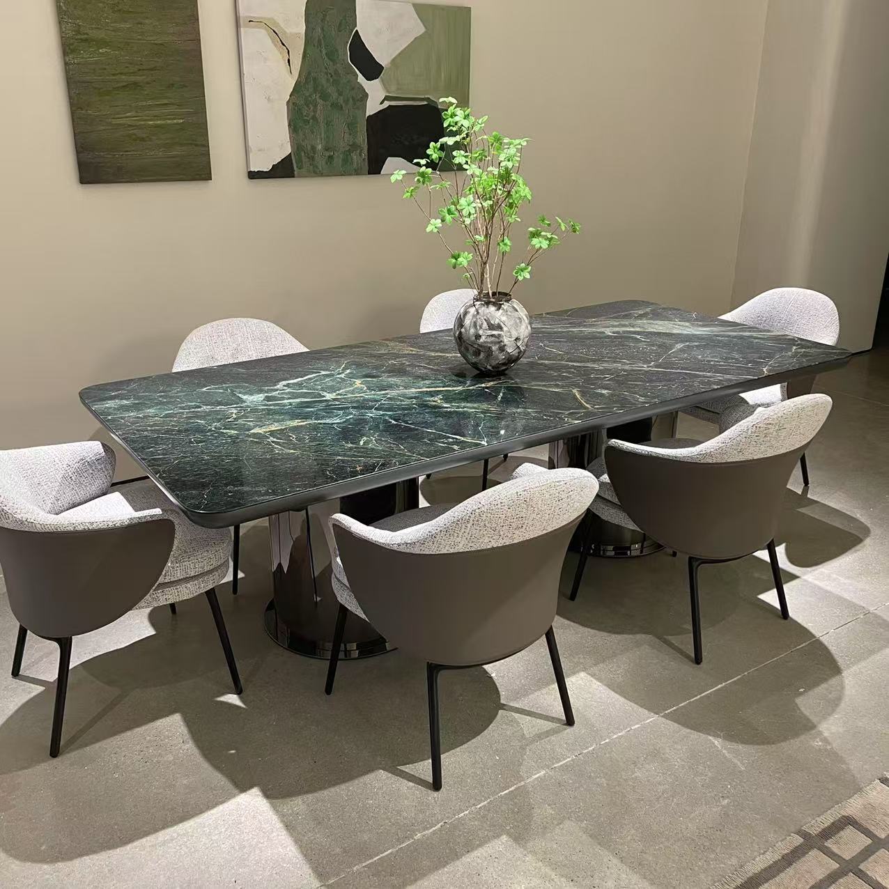 轻奢维斯尼尔绿豪宅别墅宴会桌客厅长餐桌餐台2400*1100*750mm