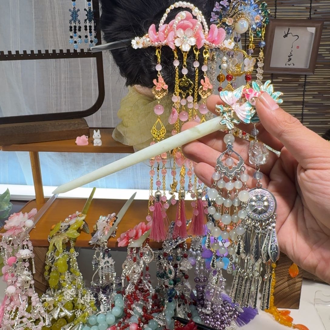 蛇纹石玉合金发饰