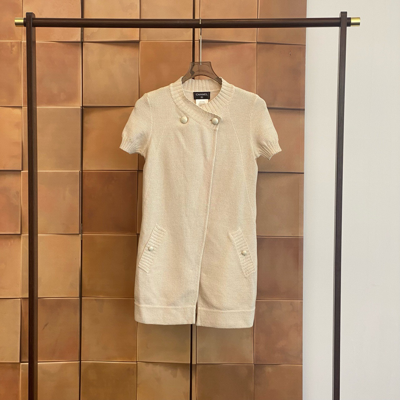 99新 Chanel/香奈儿 经典米白色针织连衣裙/34码/99新/30261