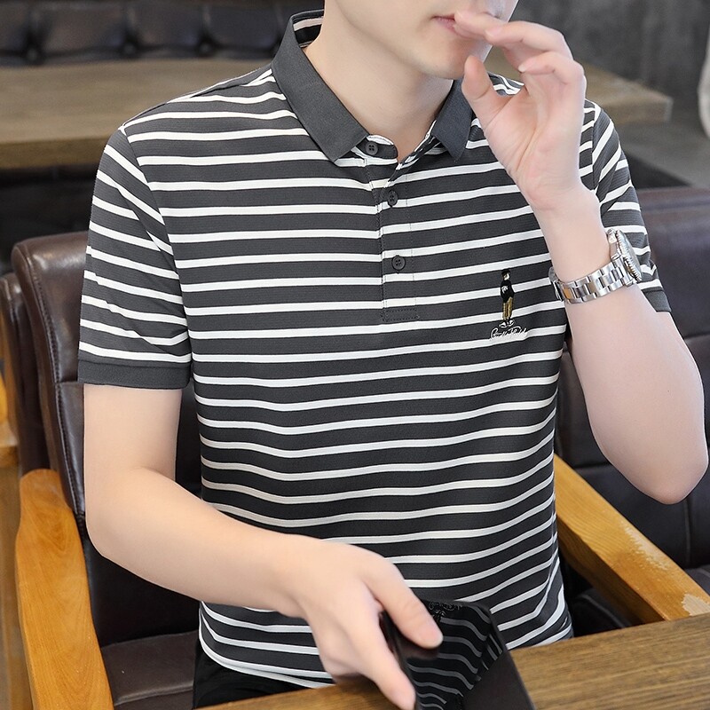 短袖t恤男士春季新款纯棉翻领打底上衣服休闲商务Polo衫男装