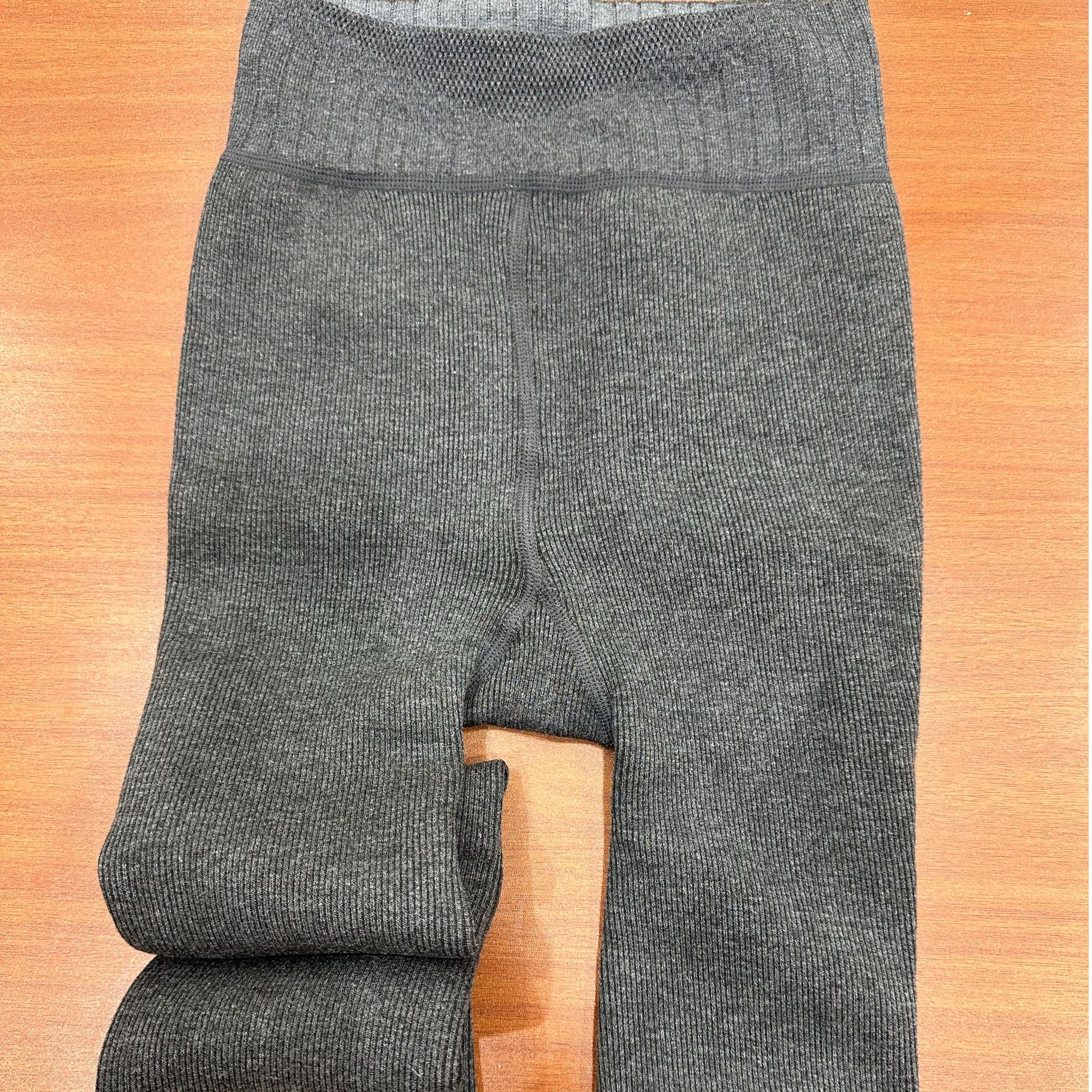 加绒加厚外穿竖条纹打底裤袜女弹力棉质连裤袜秋冬款灰色百搭