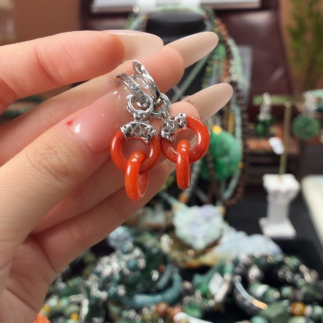 翡翠未镶嵌手链耳环
