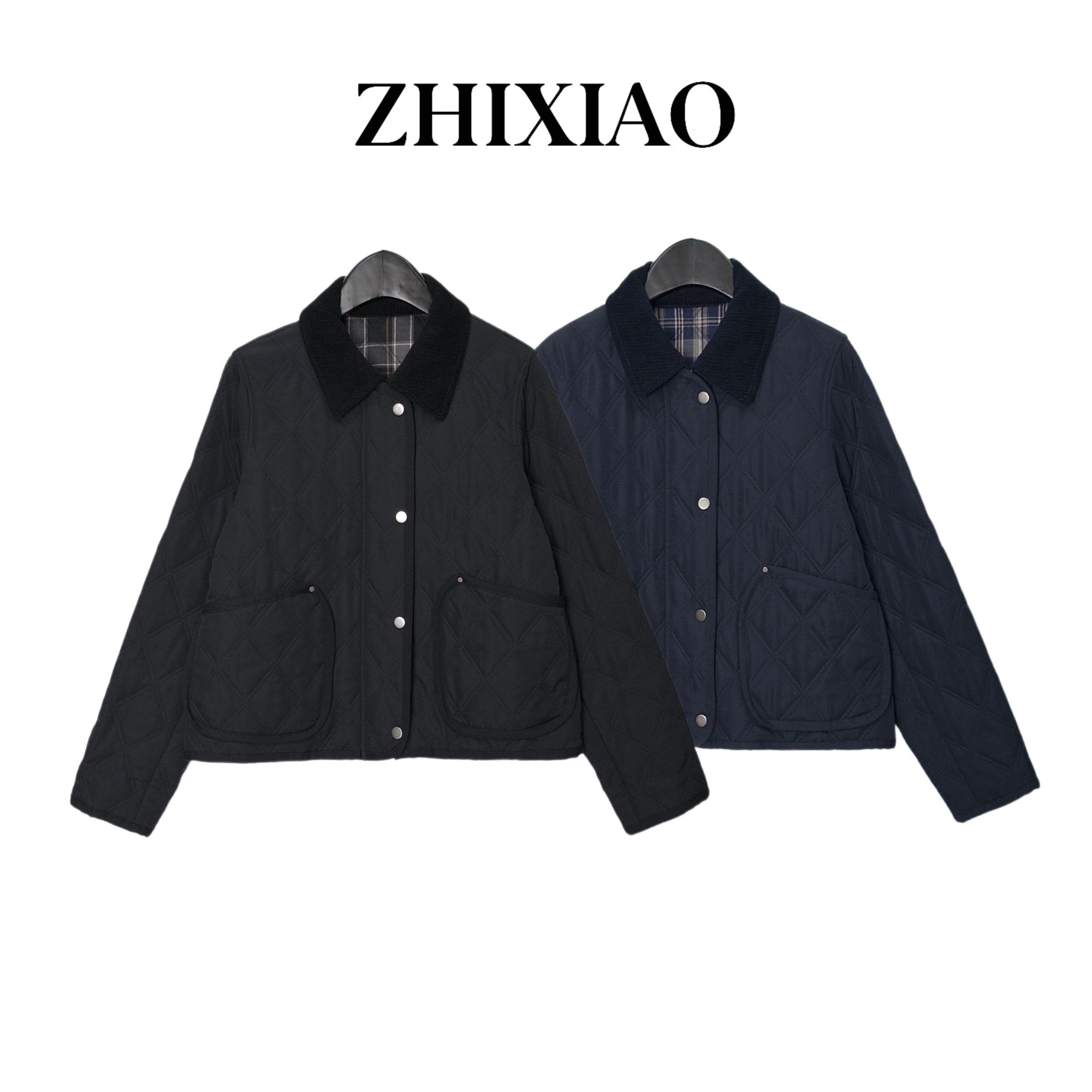 【ZHIXIAO】秋冬新款：菱格翻领棉服75156