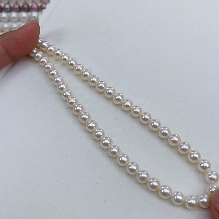 淡水珍珠颈饰银S925镶嵌6.5-7正圆无核珍珠项链