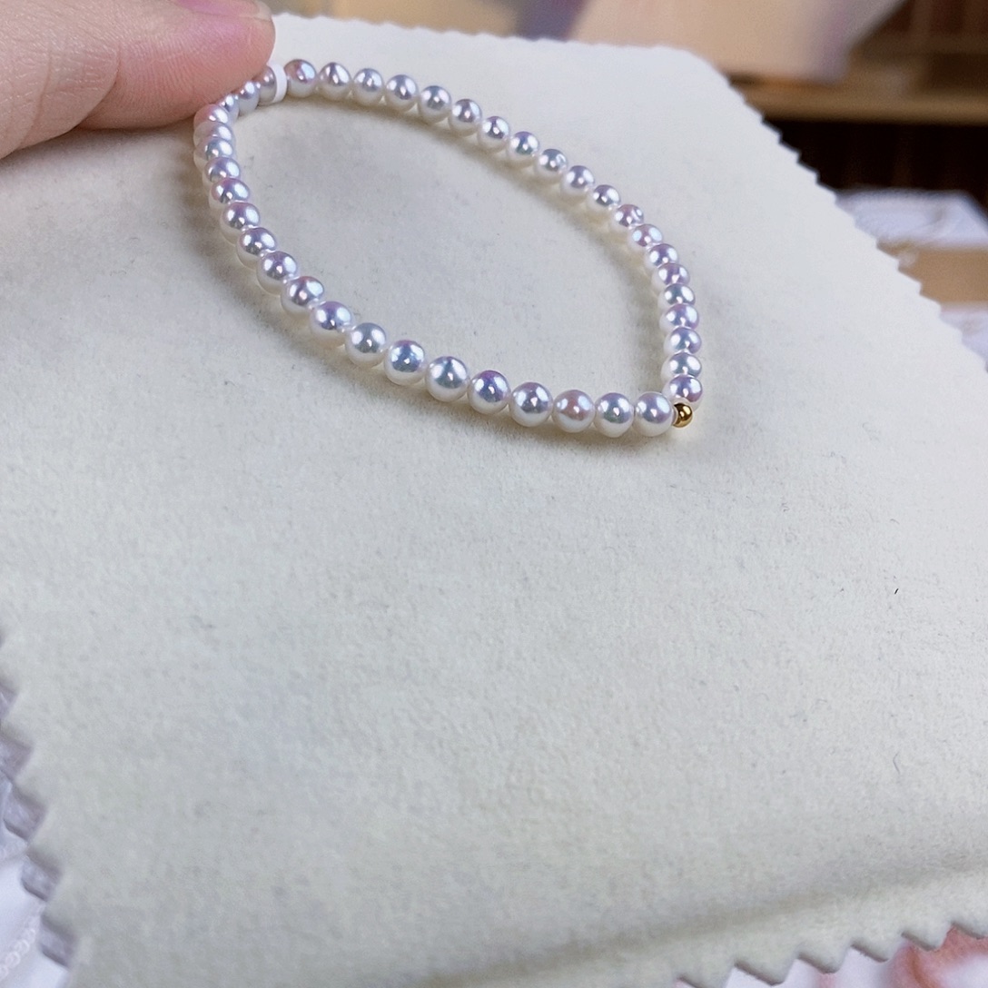 手绳18K金镶嵌淡水珍珠