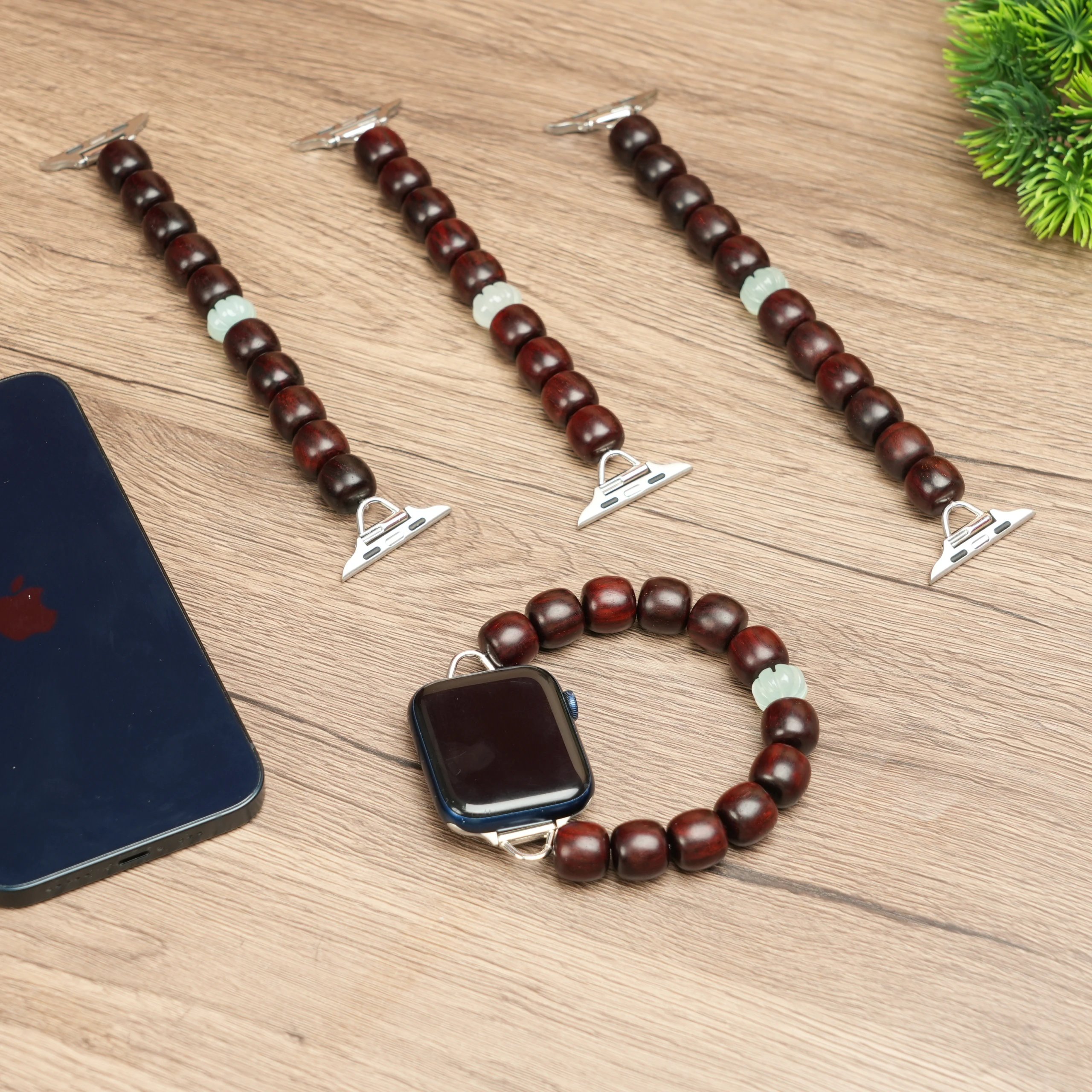 檀锦阁KLS【以礼相待】紫气东来苹果手表带-小叶紫檀-gz0071-1