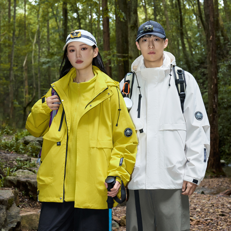 【双十一】金盾骆驼户外三合一冲锋工装外套男女款两件套防水夹克