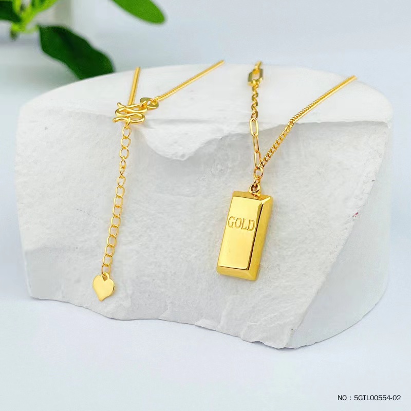 足金999（足金999字印）5G黄金空心暴富小金条AB链调节套链