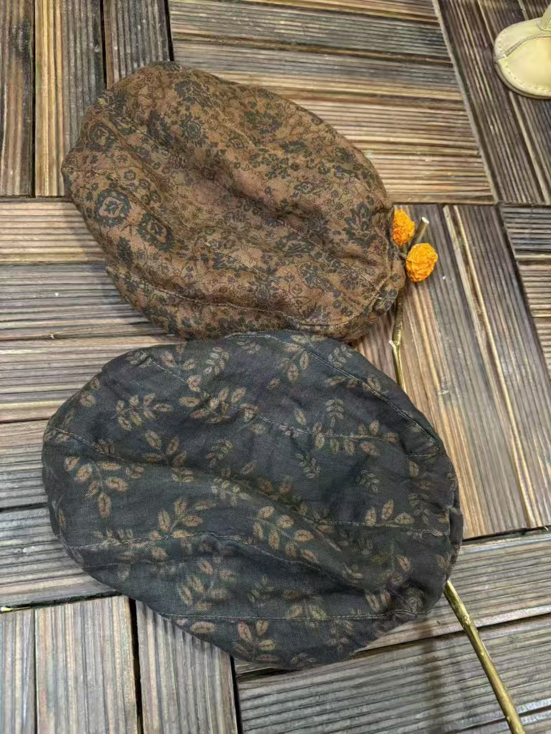 新款亚麻印花帽子