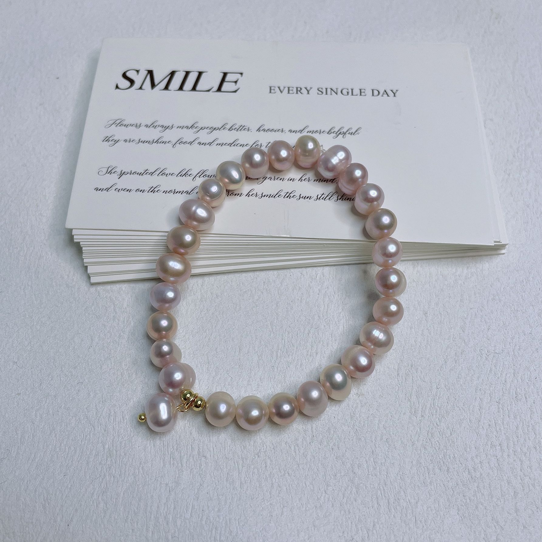 天然淡水珍珠A188#7-8M无核粉珍珠手链