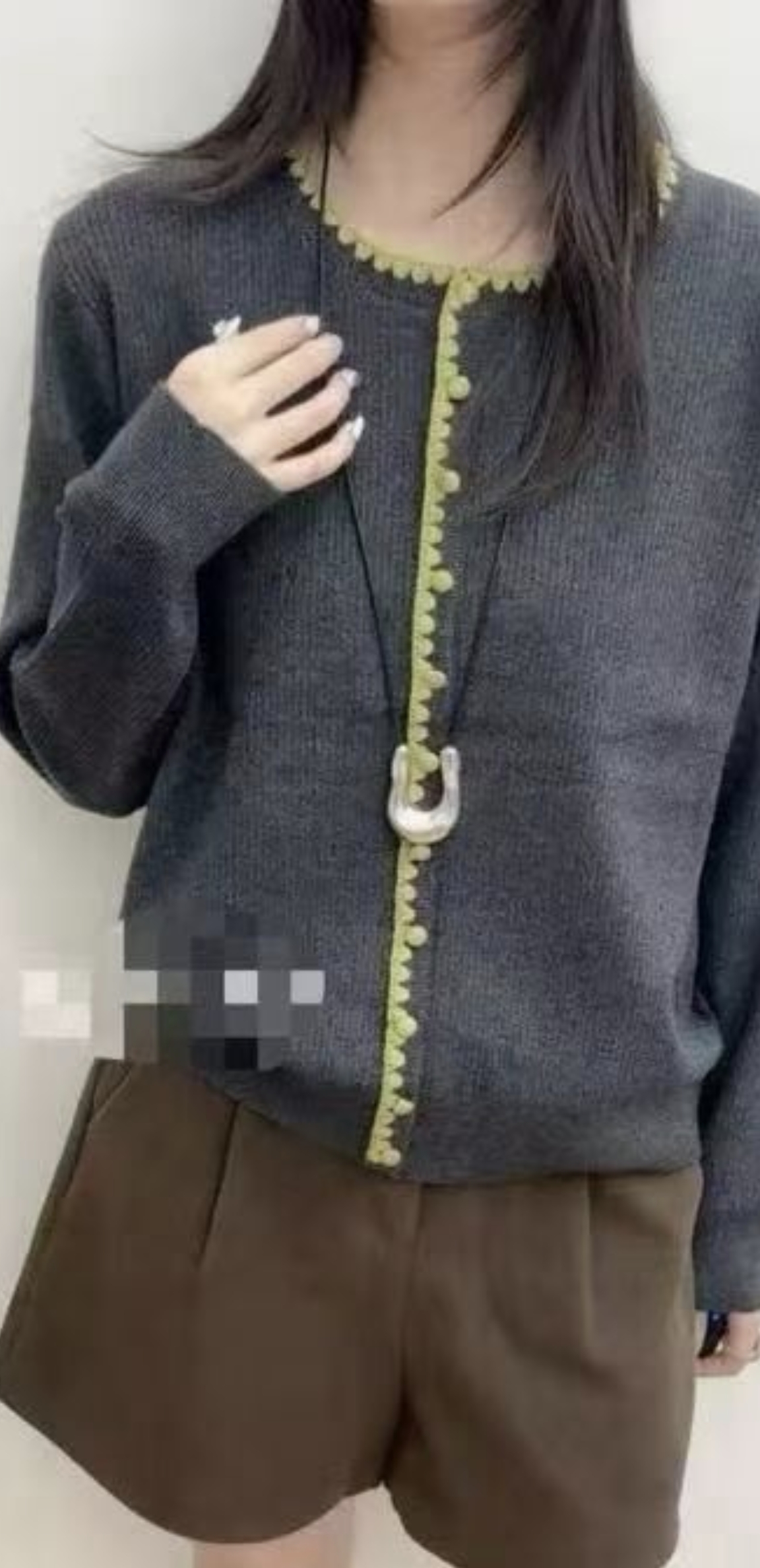 【手工钩花门襟  韩国绒 】2025秋冬气质百搭长袖条纹针织毛衣