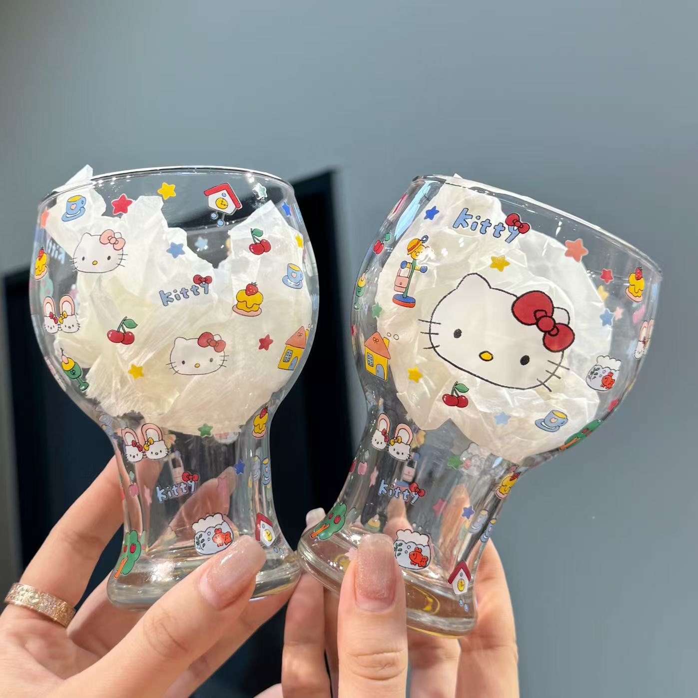 【圆和圈】出口尾单 乐园小猫大肚玻璃杯 高颜值果汁杯啤酒杯两个装