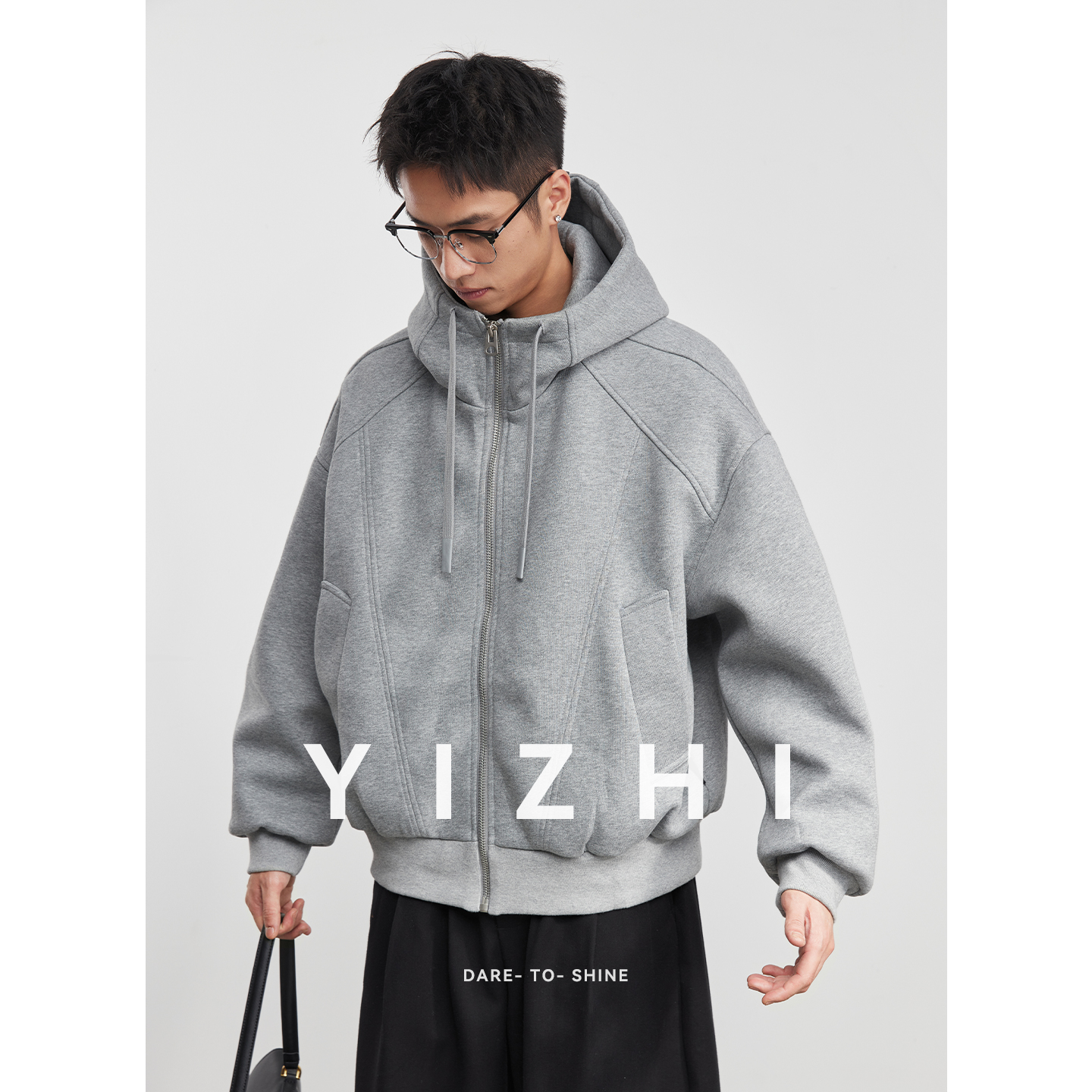 亦止『空屿』90鸭绒重磅结构拼接保暖连帽羽绒服冬季男防寒抗皱外套