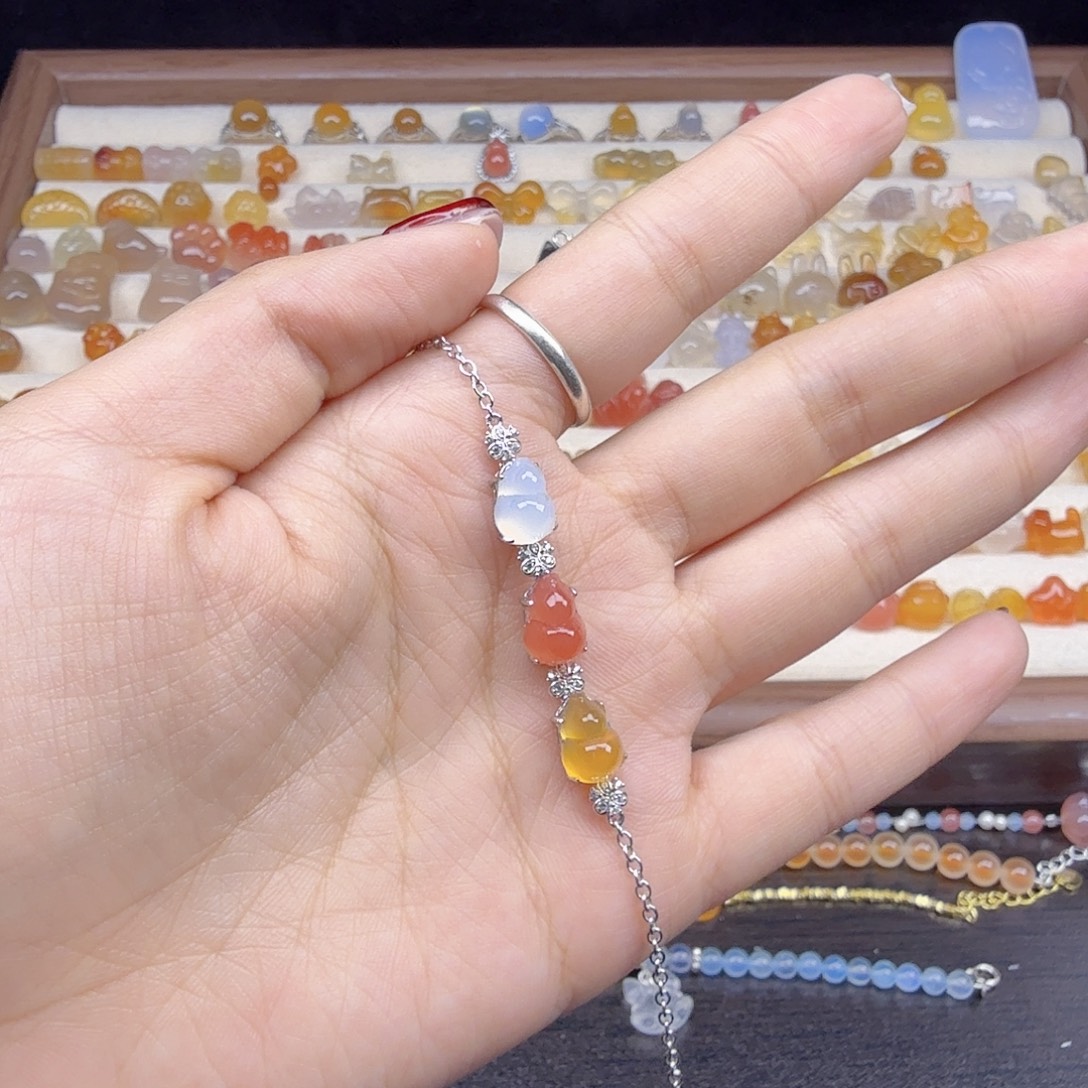 冰***块玛瑙/玉髓合金颈饰