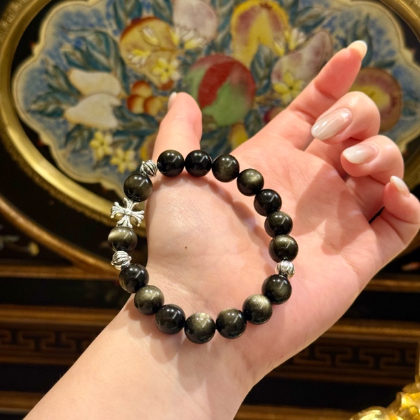 天然金曜石手串新年必备防小人男女同款  10-11mm（多样性发其一）