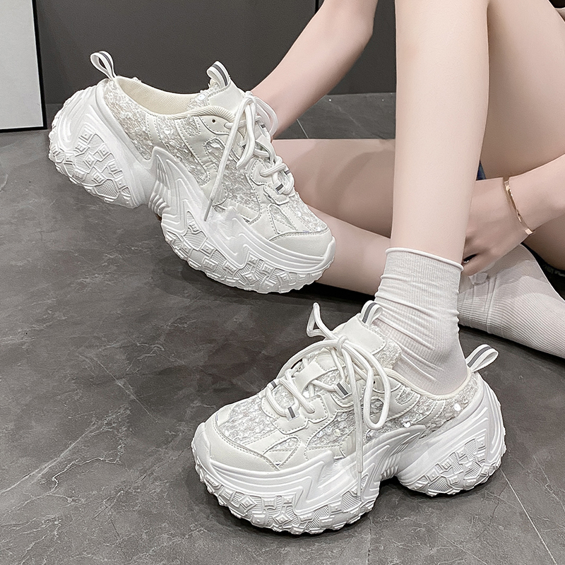 包头半拖女夏2025新款运动女鞋网面透气厚底增高懒人无后跟老爹鞋