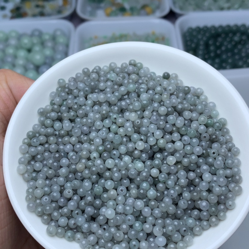 【闪购商品】未镶嵌翡翠手链卡3.5mm浅冰乌鸡珠100颗