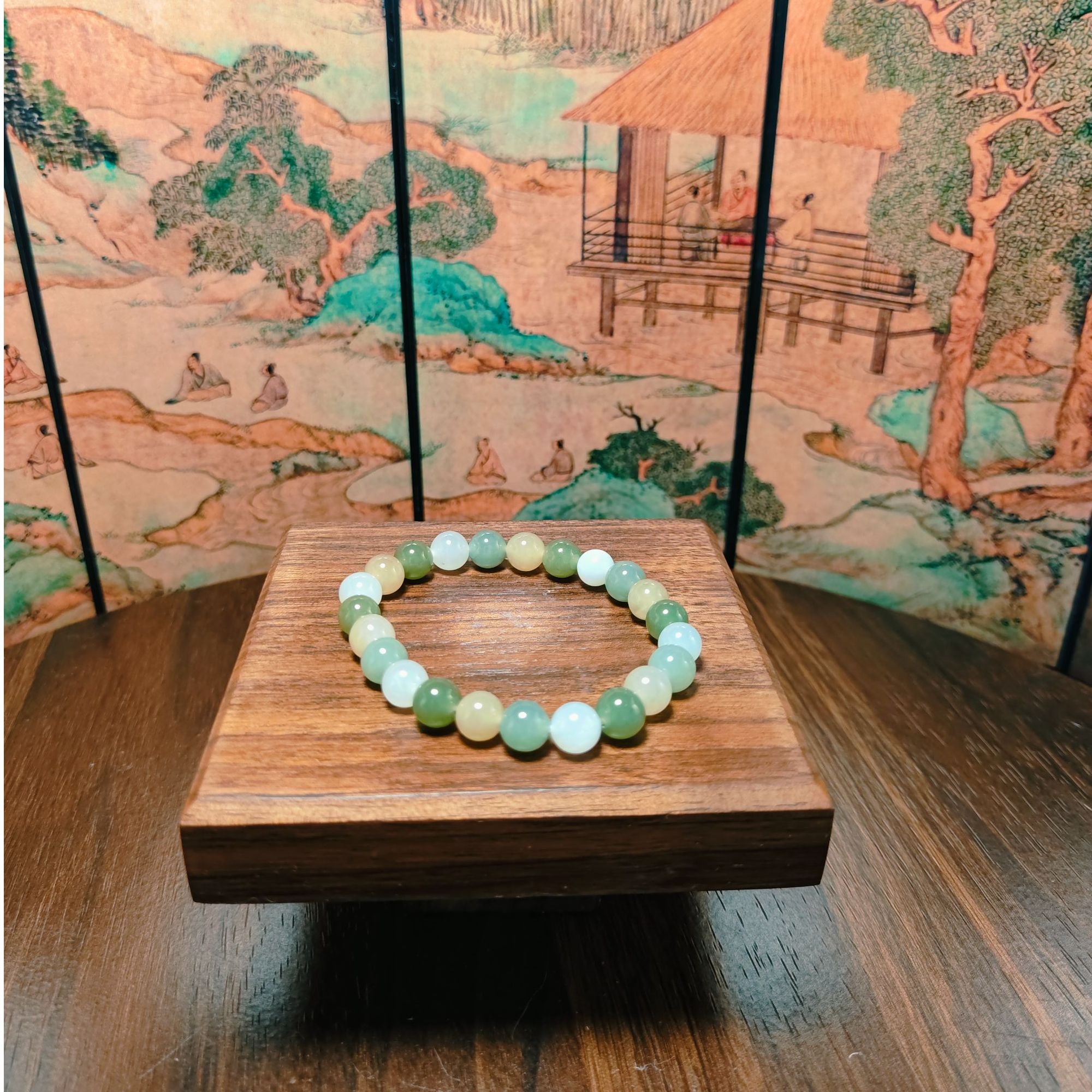 F和田玉多宝圆珠手串（卡8）0911