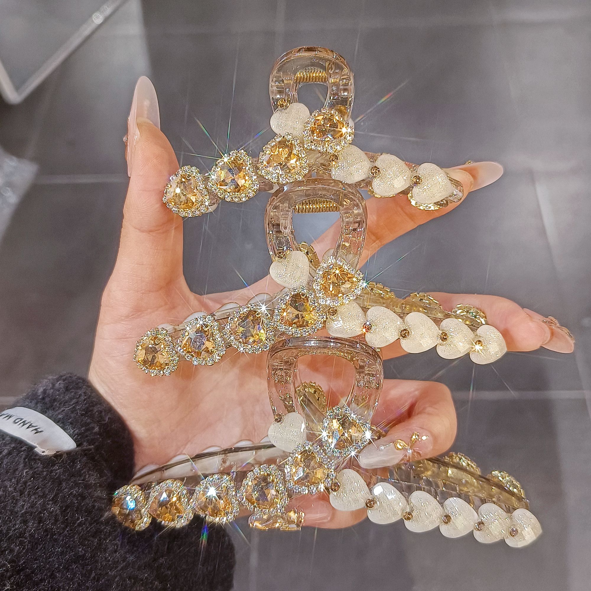 c1170春季新品满钻爱心闪钻鲨鱼夹网红百搭发卡