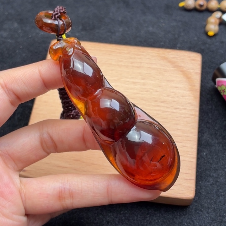 琥珀未镶嵌珠宝奇石福豆