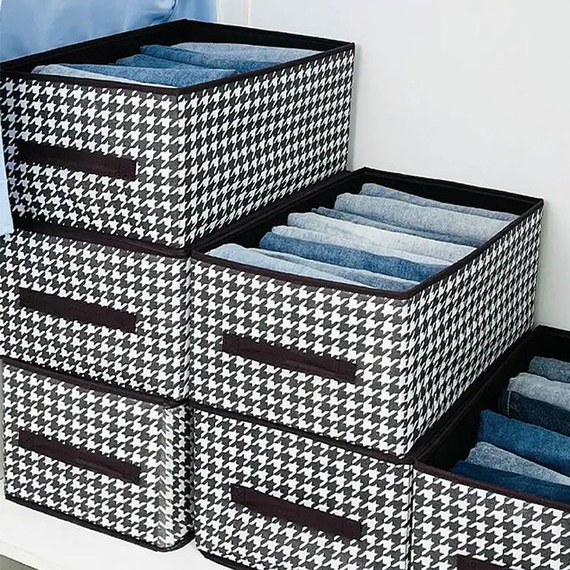 【到手3个】千鸟格内衣收纳盒衣服裤子箱布艺可折叠整理衣柜储物筐