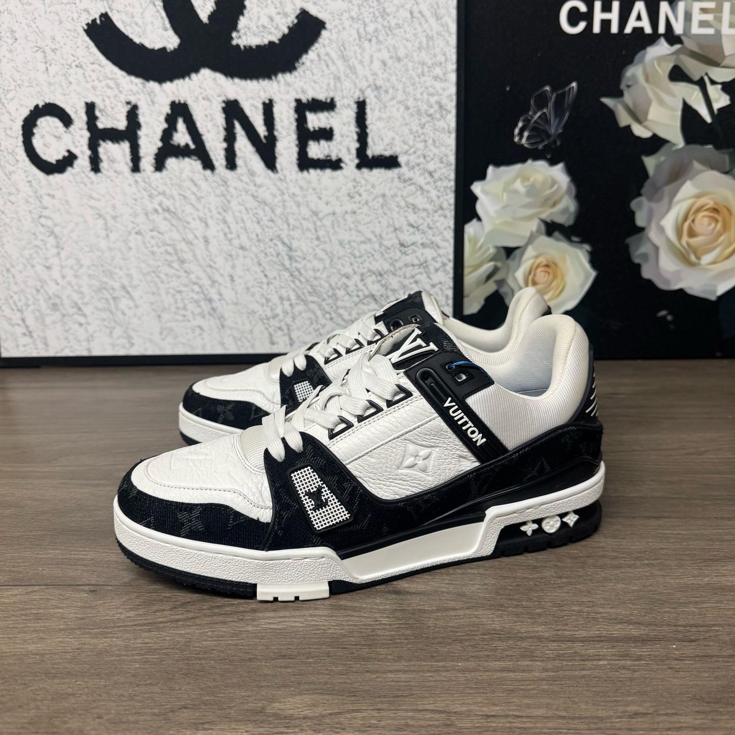 99新 LouisVuitton/路易威登 Trainer黑白板鞋40.5码99新公价9900