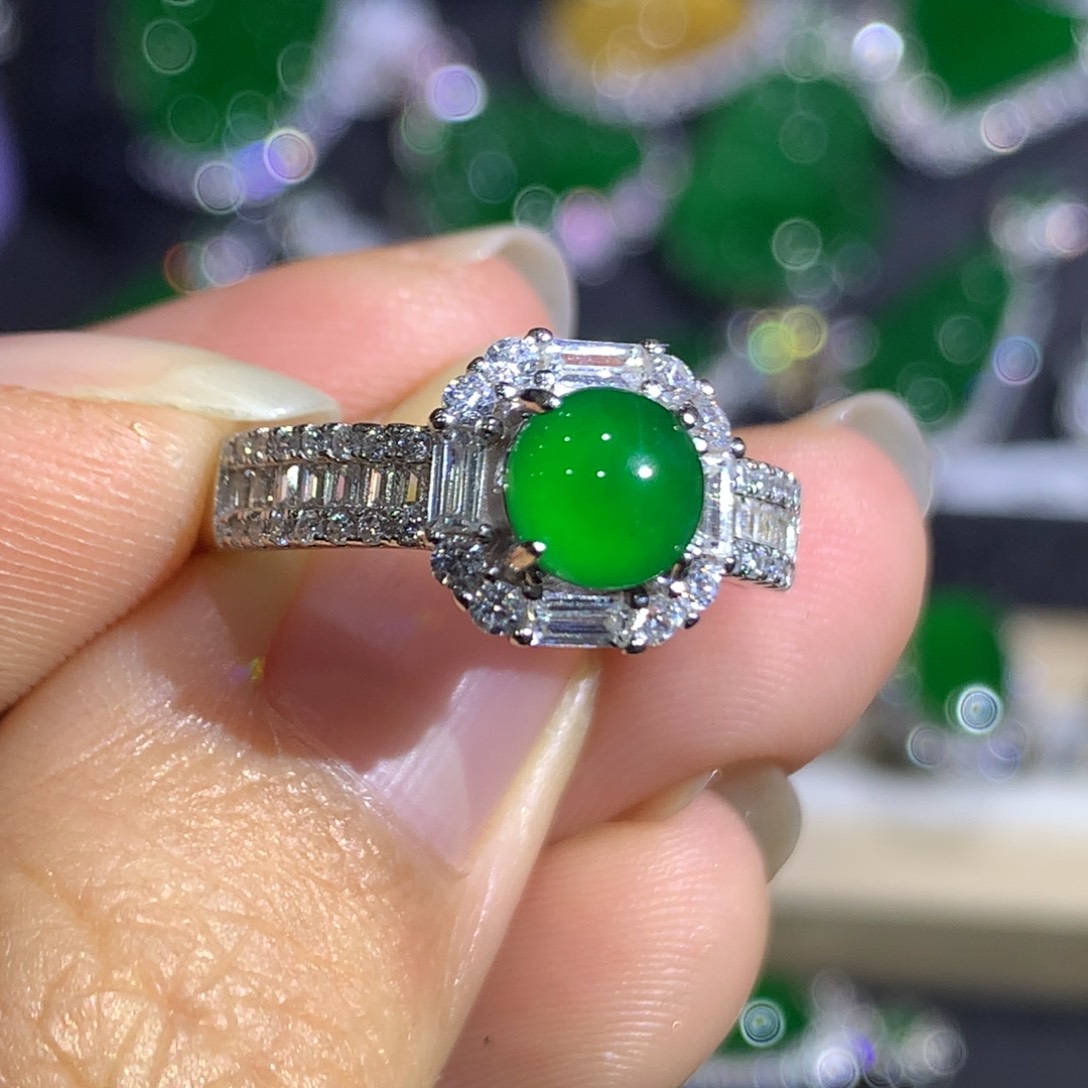 翡翠戒指银S925镶嵌8、
