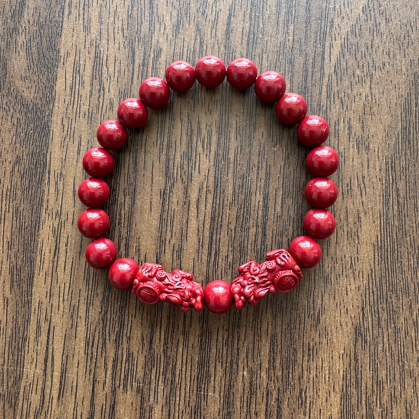 含辰砂工艺品精美设计雕刻福字双貔貅手串