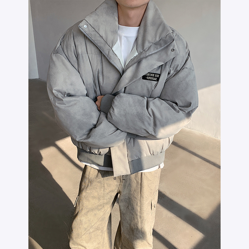 美式复古扎染棉服男款冬季高街面包服宽松立领保暖棉衣外套潮御寒