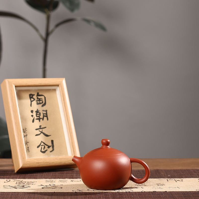 潮州朱泥全手倒把西施壶大容量功夫茶壶纯手工家用全手工紫砂茶壶