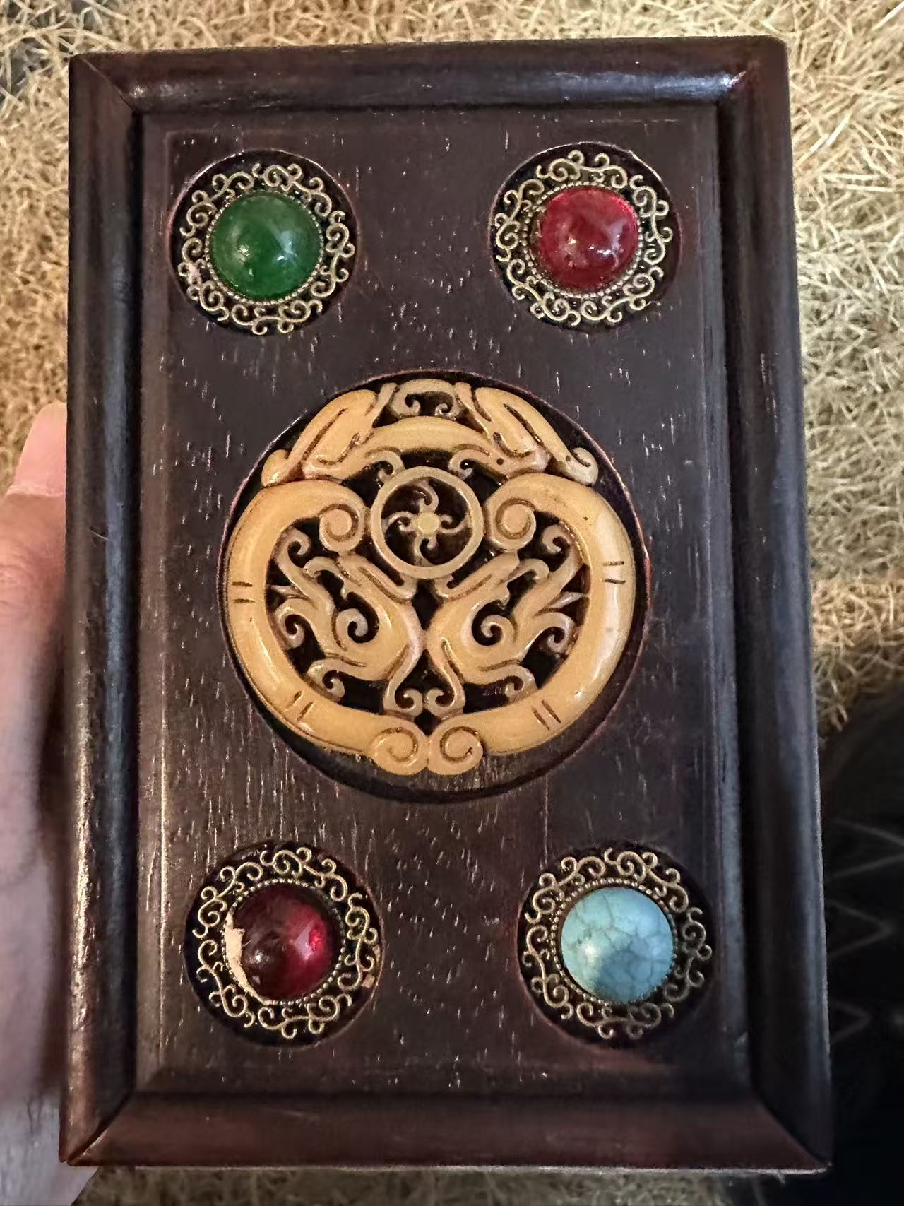 大四宝木盒——流水摆件